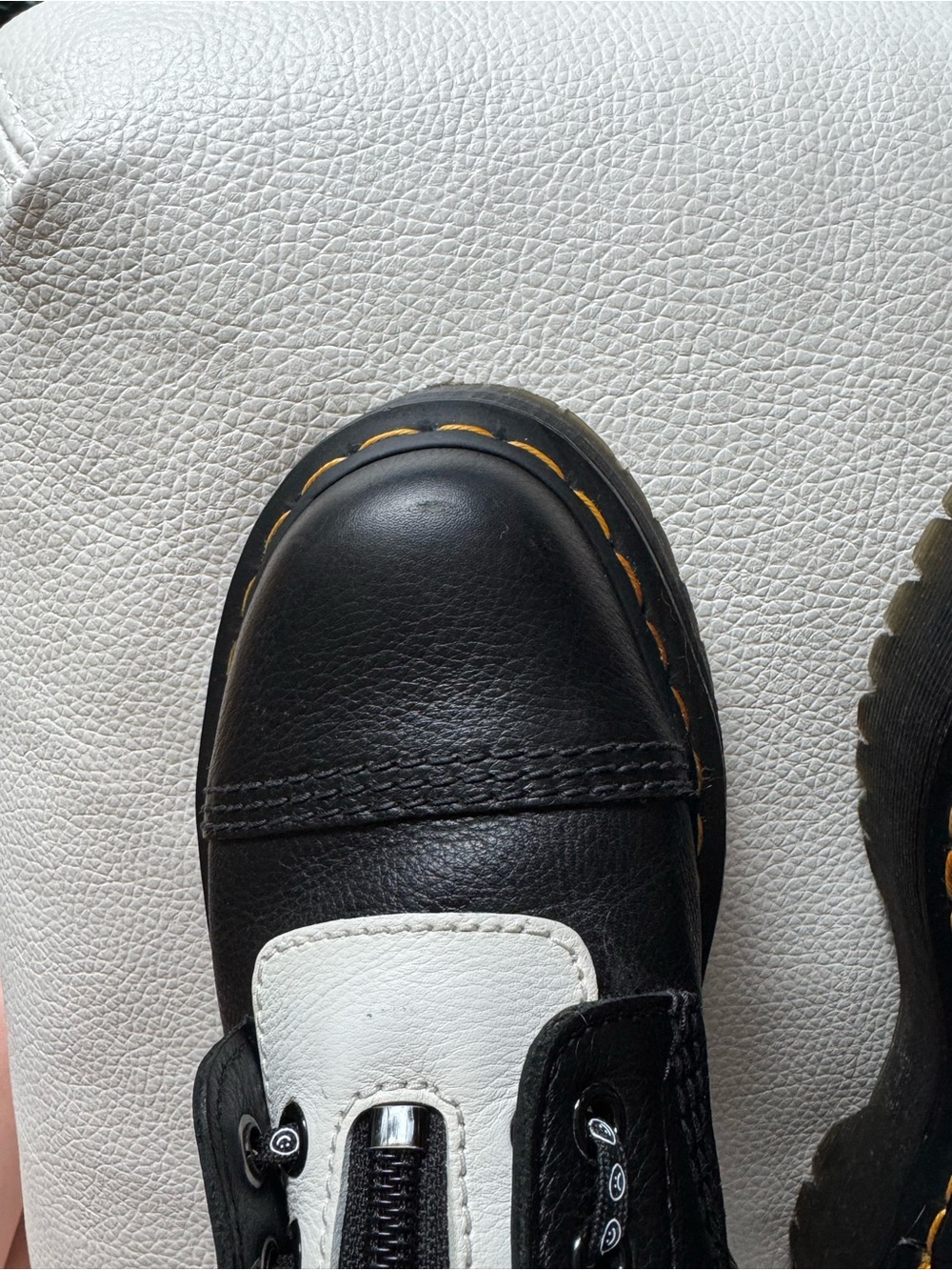 US Women’s 8 - Dr. Martens x Lazy Oaf Happy Sad Black Leather Platforms - Picture 8 of 13